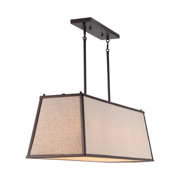 Crosby 42" Minimalist Industrial Trapezoidal Linen Iron Linear LED Pendant - JONATHAN Y